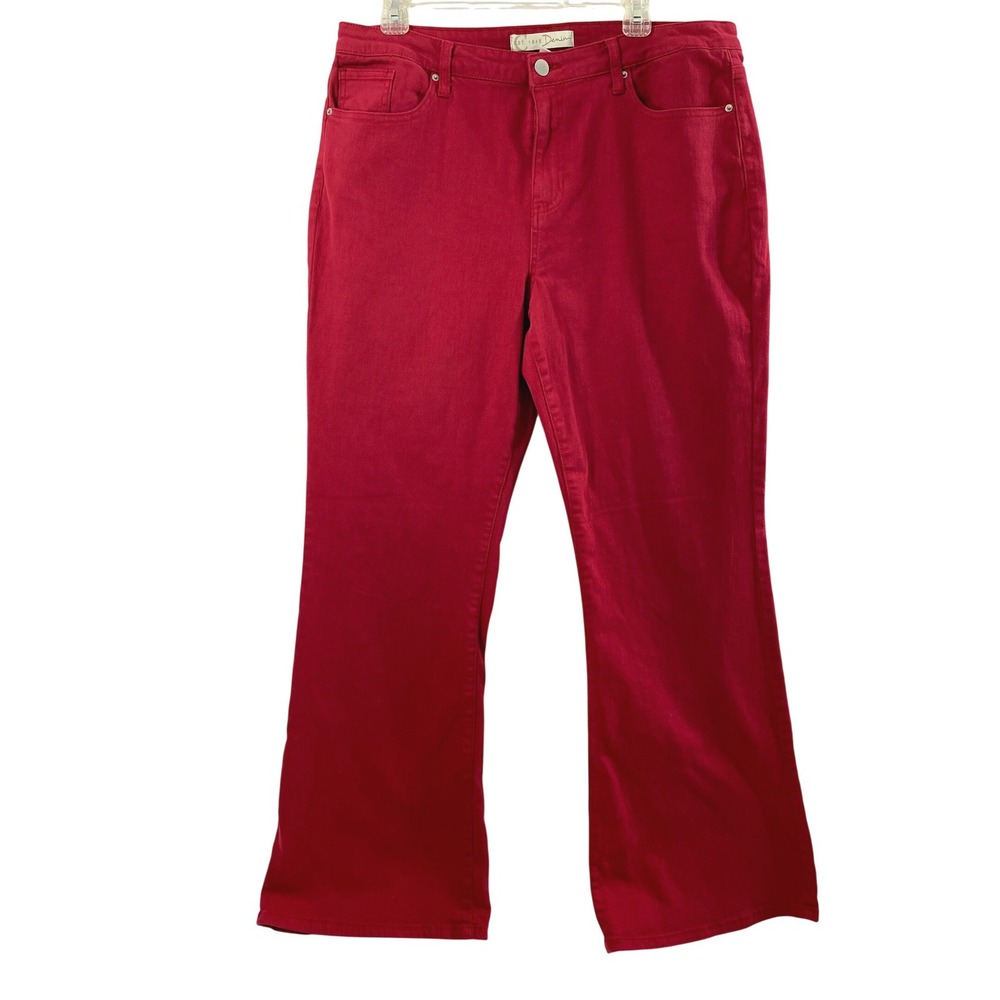 Est. 1946 Denim Flare Jeans Womens Plus Size 16W‎ High Rise Red Stretch Festival